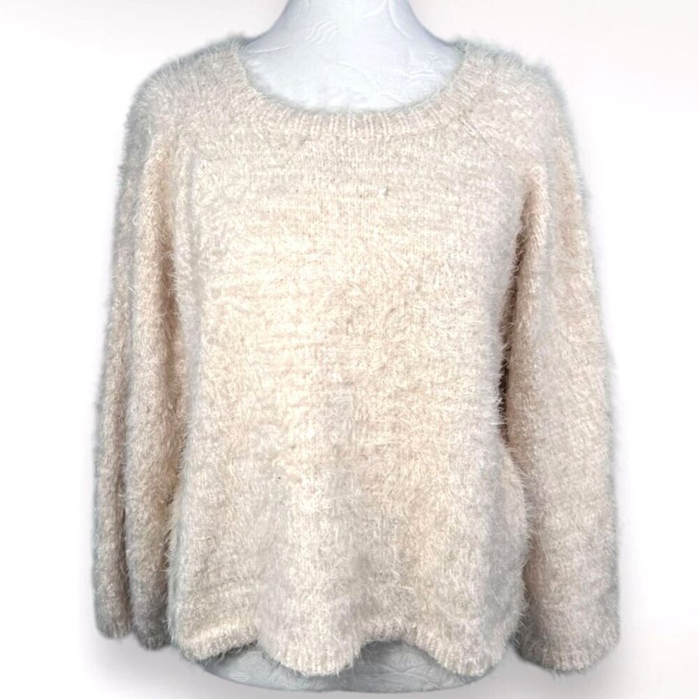 Textured Knit Sweater Long Sleeve Pullover Size Small